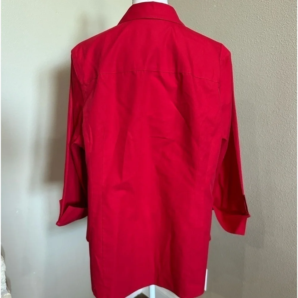 INVESTMENTS Taylor Gold Label Red Non-Iron 3/4 Sleeve Button Front Shirt, NWT! - Picture 3 of 9